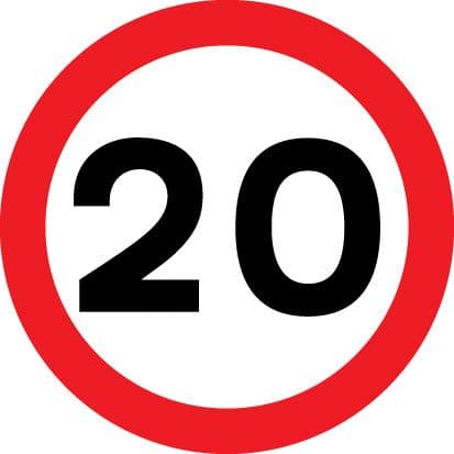 17504N 20 mph Rigid Plastic (400x400mm) Safety Sign