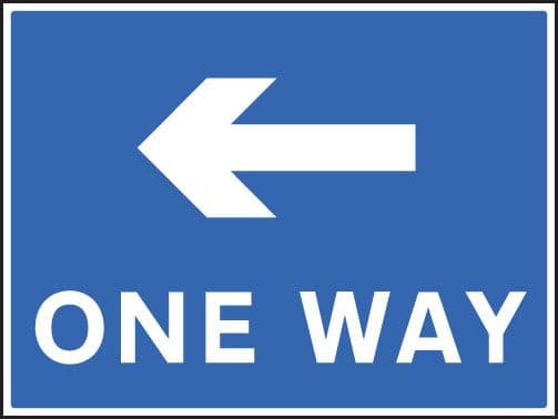 17509Q One way - left Rigid Plastic (600x450mm) Safety Sign