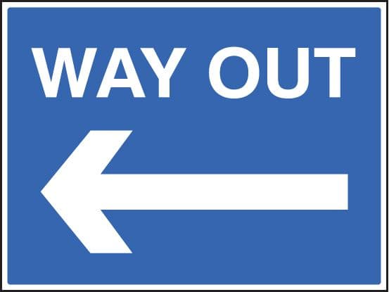 17535Q Way out <--- Rigid Plastic (600x450mm) Safety Sign