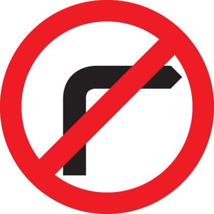 17546N No right turn Rigid Plastic (400x400mm) Safety Sign