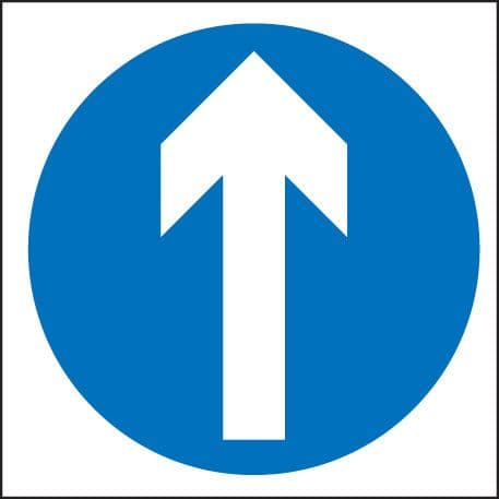17549N Straight ahead only Rigid Plastic (400x400mm) Safety Sign