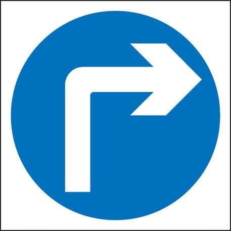 17551N Turn right Rigid Plastic (400x400mm) Safety Sign