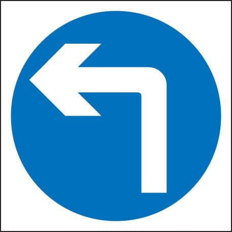 17554N Turn left Rigid Plastic (400x400mm) Safety Sign