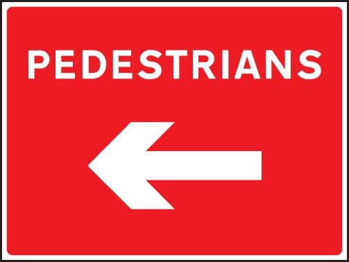 17563Q Pedestrians arrow left Rigid Plastic (600x450mm) Safety Sign