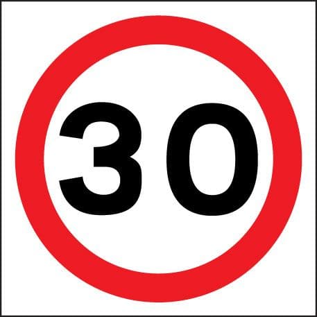 17567N 30 mph Rigid Plastic (400x400mm) Safety Sign