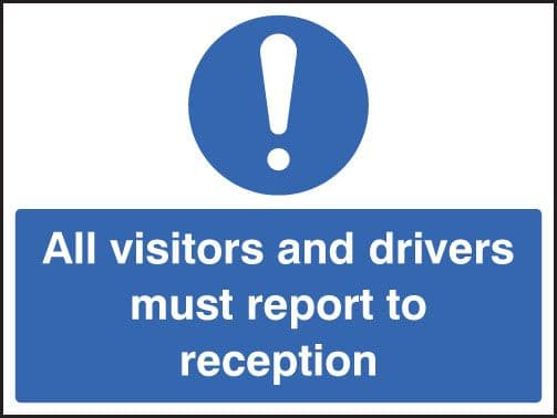 17591Q All visitors must report to reception Rigid Plastic (600x450mm) Safety Sign