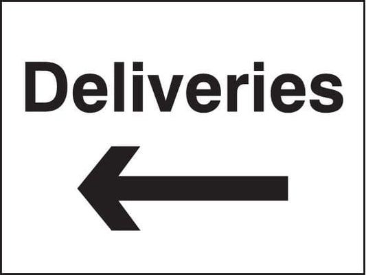 17595K Deliveries arrow left Rigid Plastic (400x300mm) Safety Sign