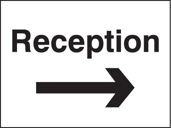 17596K Reception arrow right Rigid Plastic (400x300mm) Safety Sign