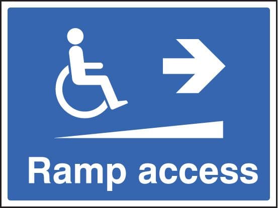 17602Q Ramp access right Rigid Plastic (600x450mm) Safety Sign
