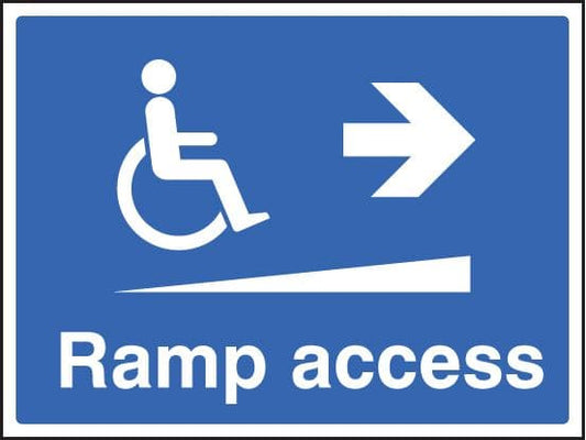 17602Q Ramp access right Rigid Plastic (600x450mm) Safety Sign