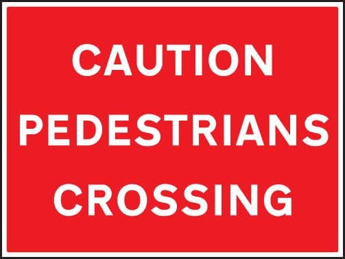 17608Q Caution pedestrians crossing Rigid Plastic (600x450mm) Safety Sign