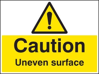 17612Q Caution uneven surface Rigid Plastic (600x450mm) Safety Sign
