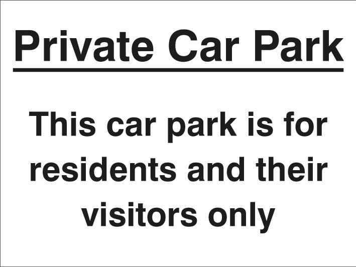 17798K Private car park/residents/visitors only Rigid Plastic (400x300mm) Safety Sign