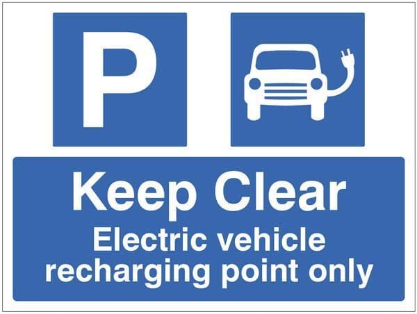 17848H Keep clear Electric vehicle recharging point only Safety Sign