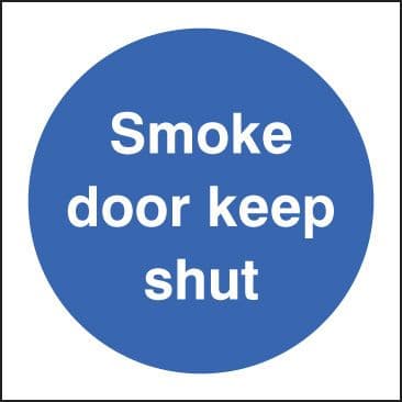 21054B Smoke door keep shut Self Adhesive Vinyl (80x80mm) Safety Sign