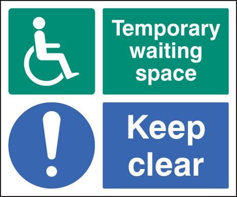 21228H Temporary waiting space keep clear Self Adhesive Vinyl (300x250mm) Safety Sign