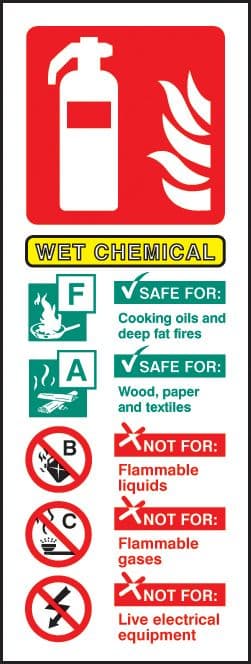 21231S Wet chemical fire extinguisher identification Self Adhesive Vinyl (75x200mm) Safety Sign