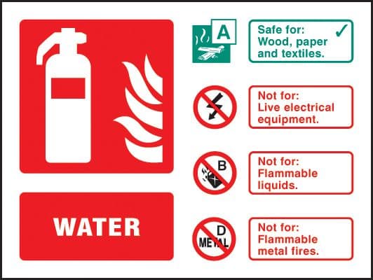 21237E Water extinguisher identification Self Adhesive Vinyl (200x150mm) Safety Sign