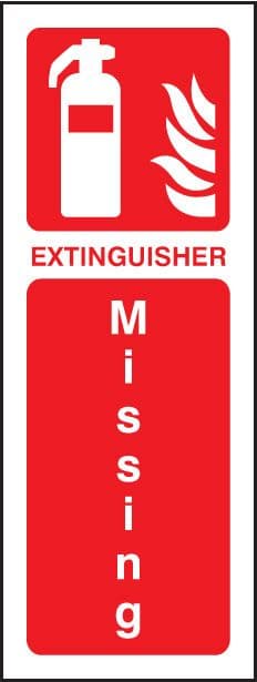 21239S Extinguisher missing Self Adhesive Vinyl (75x200mm) Safety Sign