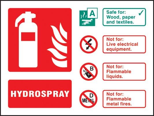 21240D Hydrospray extinguisher identification Self Adhesive Vinyl (100x150mm) Safety Sign