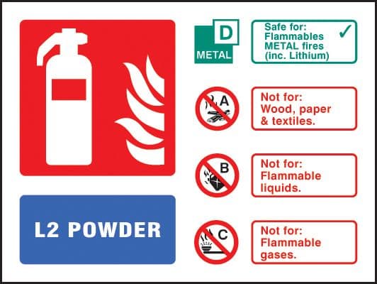 21241D L2 powder extinguisher identification Self Adhesive Vinyl (100x150mm) Safety Sign