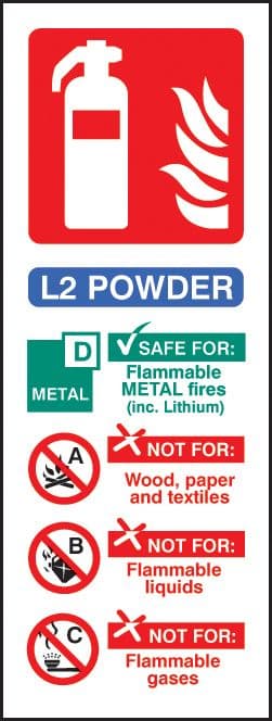 21242S L2 powder extinguisher identification Self Adhesive Vinyl (75x200mm) Safety Sign