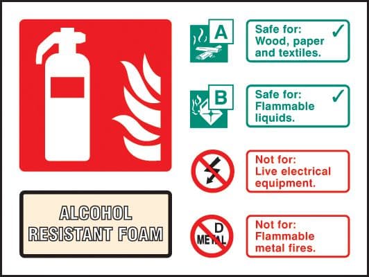 21245D Alcohol resistant foam extinguisher identification Self Adhesive Vinyl (100x150mm)