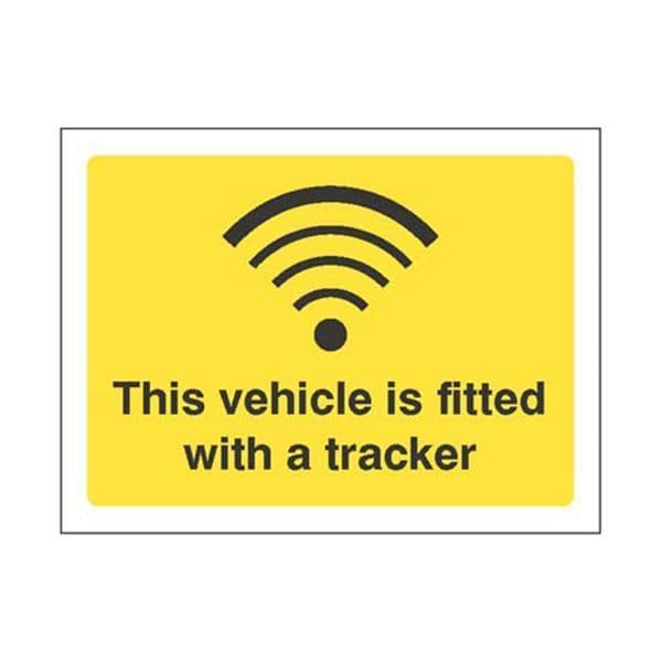 21826E This vehicle is fitted with a tracker sign - Self Adhesive Vinyl (200x150mm)