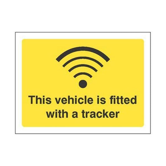 21826E This vehicle is fitted with a tracker sign - Self Adhesive Vinyl (200x150mm)