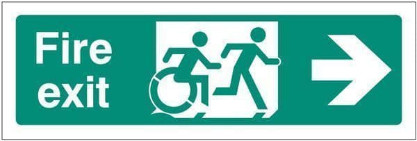 22163G Disabled fire exit arrow right - inclusive design Safety Sign