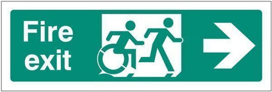 22163G Disabled fire exit arrow right - inclusive design Safety Sign