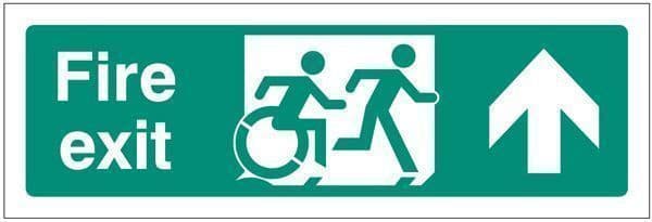 22164L Disabled fire exit arrow up - inclusive design Safety Sign