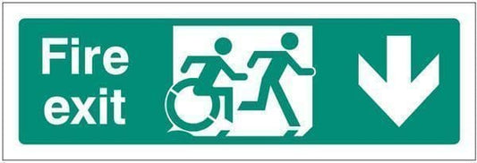 22165L Disabled fire exit arrow down - inclusive design Safety Sign