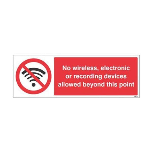 23671G No wireless electronic or recording devices  sign - Self Adhesive Vinyl (300x100mm)