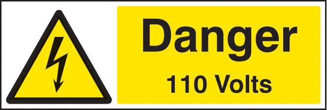 24002G Danger 110 volts Self Adhesive Vinyl (300x100mm) Safety Sign