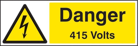 24003G Danger 415 volts Self Adhesive Vinyl (300x100mm) Safety Sign
