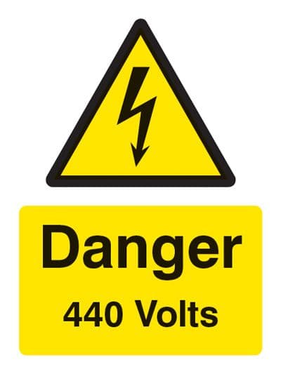 24004E Danger 440 volts Self Adhesive Vinyl (200x150mm) Safety Sign