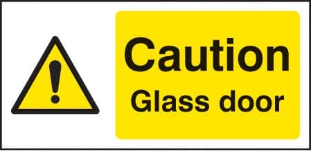 24132X Caution glass door Self Adhesive Vinyl (200x100mm) Safety Sign