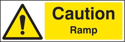 24257G Caution ramp Self Adhesive Vinyl (300x100mm) Safety Sign