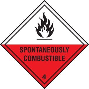 24435U Spontaneously combustible Self Adhesive Vinyl (100x100mm) Safety Sign