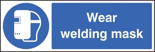25021G Wear welding mask Self Adhesive Vinyl (300x100mm) Safety Sign