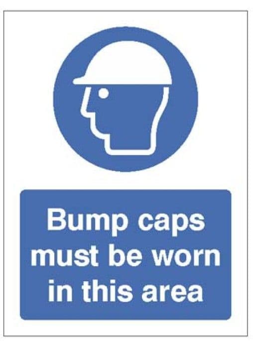 25024E Bump caps must be worn in this area sign - Self Adhesive Vinyl (150x200mm)