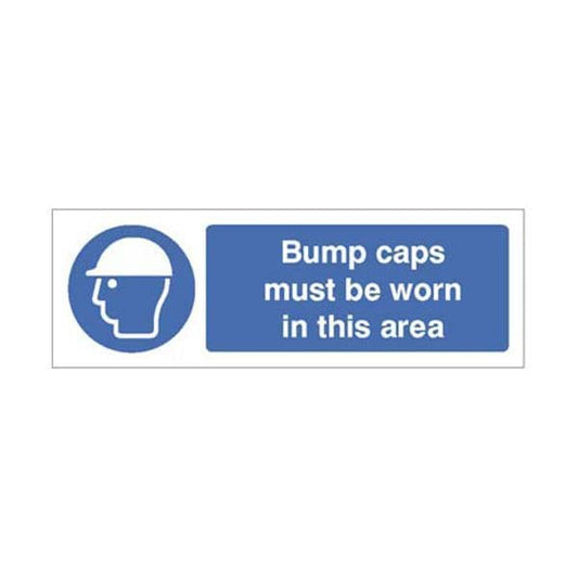 25024G Bump caps must be worn in this area sign - Self Adhesive Vinyl (300x100mm)