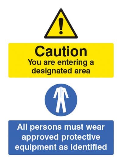 25217E Designated area all persons must wear approved PPE Self Adhesive Vinyl (200x150mm)