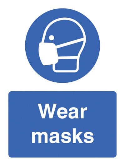 25237K Wear masks Self Adhesive Vinyl (400x300mm) Safety Sign