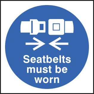 25437F Seatbelts must be worn (external) Self Adhesive Vinyl (200x200mm) Safety Sign