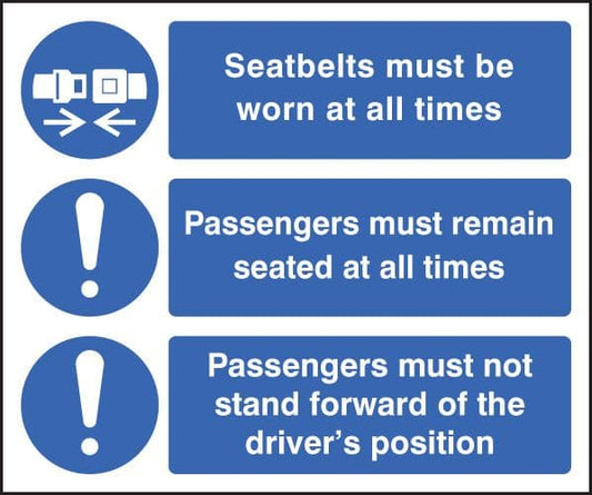 25439H Wearing of seatbelts c/w symbols Self Adhesive Vinyl (300x250mm) Safety Sign