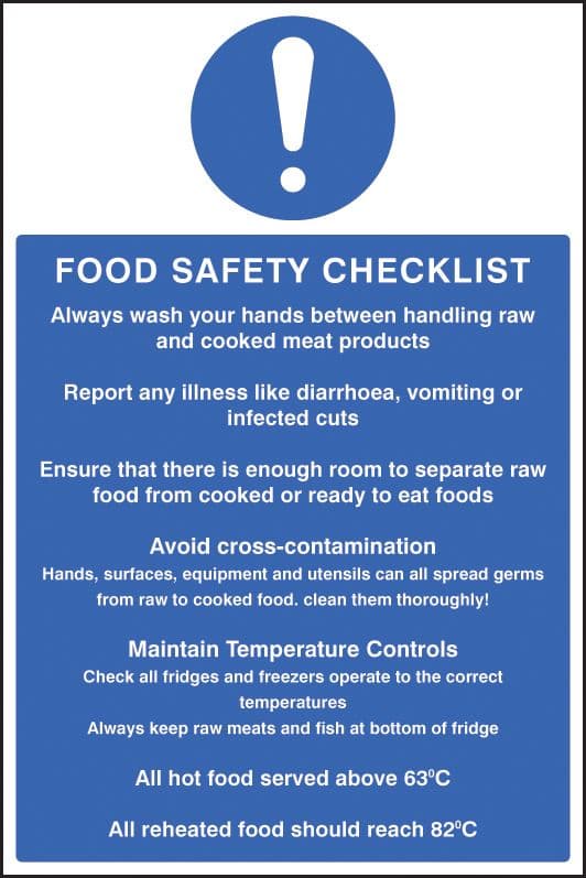 25614P Food safety checklist Self Adhesive Vinyl (600x400mm) Safety Sign