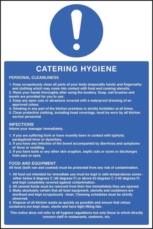 25618H Catering hygiene Self Adhesive Vinyl (300x250mm) Safety Sign