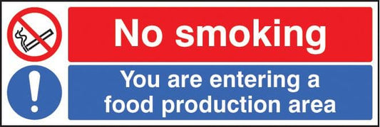 25619G No smoking you are entering a food production area Self Adhesive Vinyl (300x100mm)